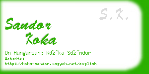 sandor koka business card